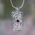 Garnet pendant necklace, 'Butterfly in Jasmine' - Silver and Garnet Butterfly Necklace (image 2) thumbail
