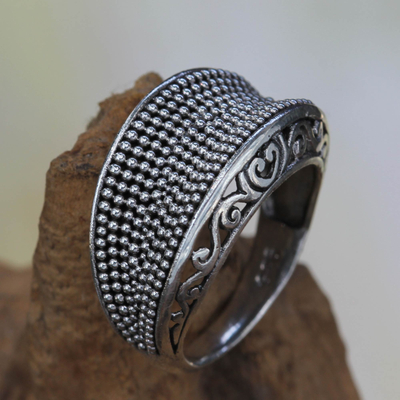 Sterling silver dome ring, 'Incipient Life' - Artisan Crafted Silver Dome Ring
