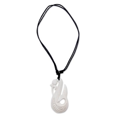 Hand Carved Whale Theme Bone Necklace