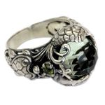 Prasiolite cocktail ring, 'Sealife' - Balinese Sterling Silver and Prasiolite Cocktail Ring