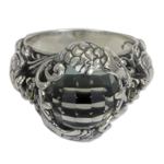 Prasiolite cocktail ring, 'Sealife' - Balinese Sterling Silver and Prasiolite Cocktail Ring