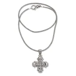 Sterling silver cross necklace, 'Glorious Faith' - Ornate Sterling Silver Cross Necklace from Bali