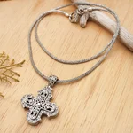 Sterling silver cross necklace, 'Glorious Faith' - Ornate Sterling Silver Cross Necklace from Bali