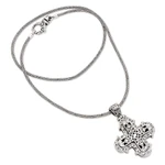Sterling silver cross necklace, 'Glorious Faith' - Ornate Sterling Silver Cross Necklace from Bali