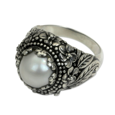 anillo de perlas cultivadas - Anillo perla floral