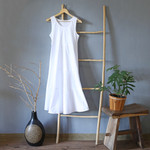 Cotton dress, 'Cool White' - Sleeveless Knee-length Cotton Dress from Bali
