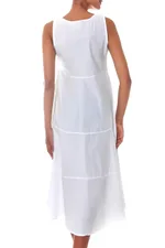 Cotton dress, 'Cool White' - Sleeveless Knee-length Cotton Dress from Bali