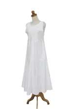 Cotton dress, 'Cool White' - Sleeveless Knee-length Cotton Dress from Bali