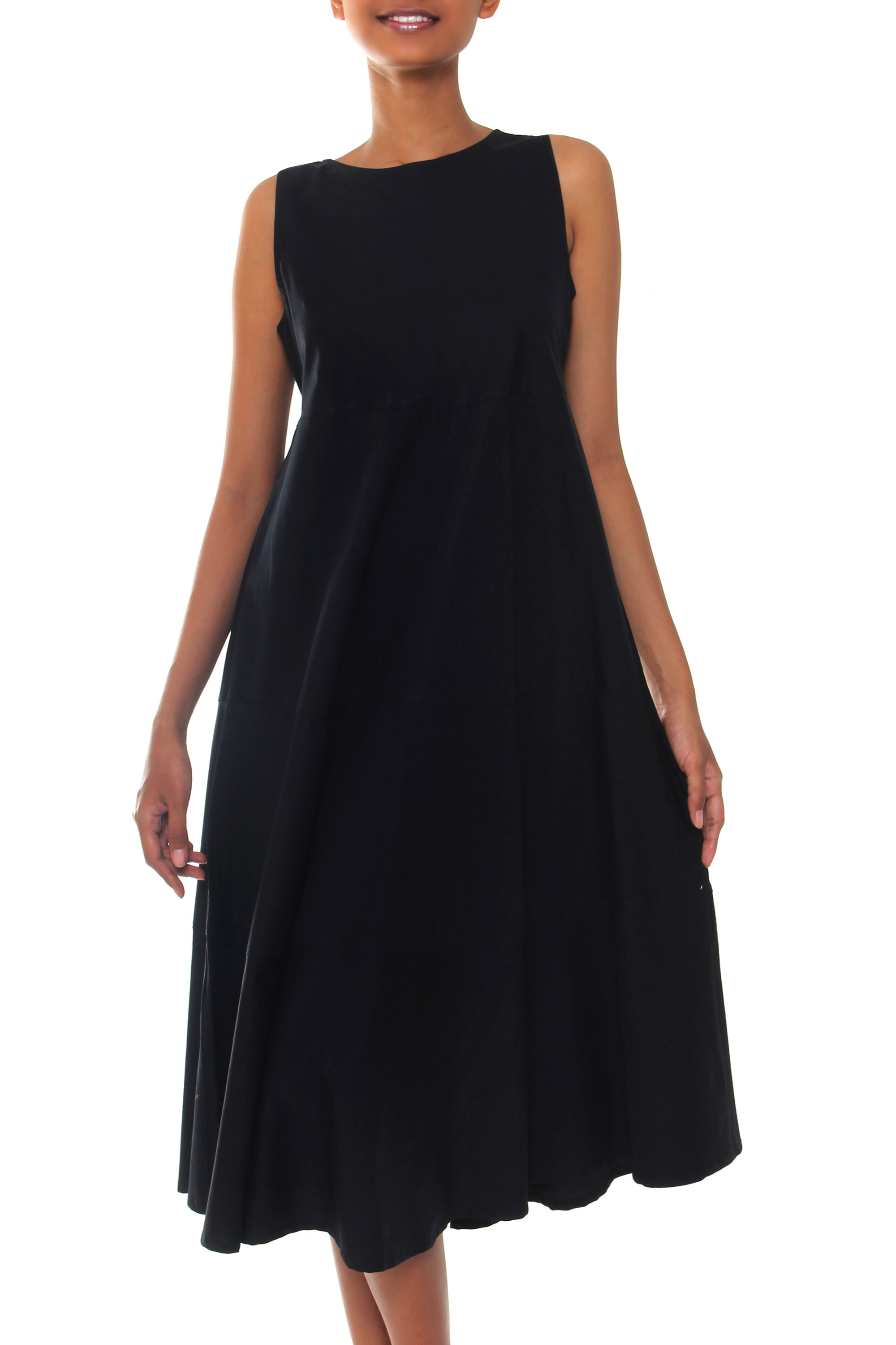 UNICEF Market | Classic Black Sleeveless Midi Cotton Dress from Bali ...