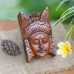 Wood puzzle box, 'Balinese Legong Dancer' - Balinese Puzzle Box