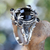 Gold accent onyx cocktail ring, 'Tropical Frogs' - Onyx Sterling Silver Ring with Gold Accents thumbail