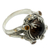 Gold accent smoky quartz cocktail ring, 'Tropical Frogs' - Smoky Quartz Sterling Silver Ring with Gold Accents (image 2a) thumbail