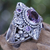 Amethyst flower ring, 'Nature's Splendor' - 3.4 Carat Amethyst and Sterling Silver Ring thumbail