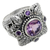 Amethyst flower ring, 'Nature's Splendor' - 3.4 Carat Amethyst and Sterling Silver Ring (image 2a) thumbail