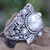 Cultured pearl flower ring, 'Nature's Splendor' - Silvery White Pearls on Sterling Silver Ring thumbail
