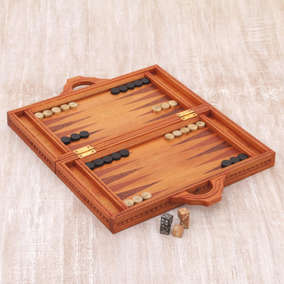 Juego de backgammon de madera - Juego de backgammon romántico balinés tallado a mano