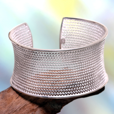 Sterling silver cuff bracelet, 'Infinite Moonbeams' - Balinese Silver Filigree Bracelet