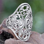 Sterling Silver Ring, 'Celuk Fern'