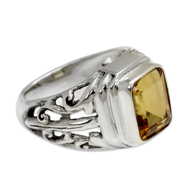 Jewelryonclick Real Citrine Silver Mark Rings for Men's 4 Carat