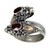 Gold accent garnet wrap ring, 'Twin Dragon' - Gold Accent Garnet Dragon Ring