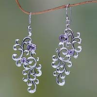 SIlver Arabesque Earrings with Amethyst - Tropical Wisteria | NOVICA