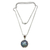 Cultured pearl pendant necklace, 'Secret World' - Blue Mabe Pearl Garnet and Silver Handcrafted Necklace thumbail