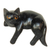 Wood sculpture, 'Black Cat Relaxes' - Signed Balinese Black Cat Sculpture thumbail
