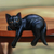 Wood sculpture, 'Black Cat Relaxes' - Signed Balinese Black Cat Sculpture (image 2b) thumbail