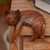 Wood sculpture, 'Smiling Cat Relaxes' - Signed Balinese Tabby Cat Sculpture thumbail