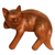 Wood sculpture, 'Smiling Cat Relaxes' - Signed Balinese Tabby Cat Sculpture (image 2a) thumbail
