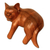 Wood sculpture, 'Smiling Cat Relaxes' - Signed Balinese Tabby Cat Sculpture (image 2c) thumbail