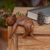 Wood sculpture, 'Smiling Cat Relaxes' - Signed Balinese Tabby Cat Sculpture (image 2j) thumbail