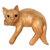 Wood sculpture, 'Ginger Cat Relaxes' - Signed Balinese Ginger Cat Sculpture thumbail