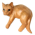 Wood sculpture, 'Ginger Cat Relaxes' - Signed Balinese Ginger Cat Sculpture (image 2b) thumbail