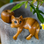 Wood sculpture, 'Ginger Cat Relaxes' - Signed Balinese Ginger Cat Sculpture (image 2j) thumbail