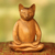 Wood sculpture, 'Ginger Cat Does Yoga' - Lotus Position Yoga Cat Carving (image 2) thumbail
