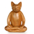 Wood sculpture, 'Ginger Cat Does Yoga' - Lotus Position Yoga Cat Carving thumbail