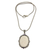 Bone and amethyst pendant necklace, 'Elephant Family' - Sterling Silver Necklace with Bone and Amethyst Medallion