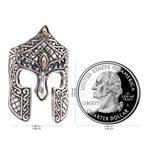 Men's gold accent iolite ring, 'Warrior' - Gold Accent Etruscan Warrior Ring with Iolite