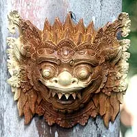 Holzmaske, „Narashima-Löwe“ – handgeschnitzte Hindu-Schutzmaske