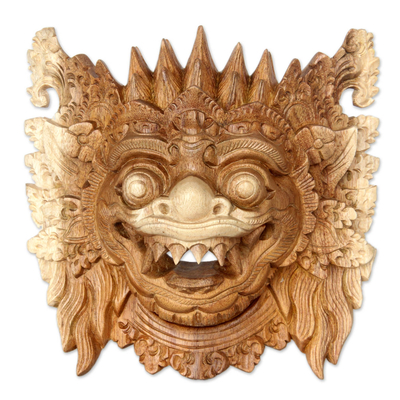 Máscara de madera - Máscara tallada a mano de protector hindú