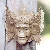 Wood mask, 'Puppet Show Clown' - Balinese Malen Clown Mask