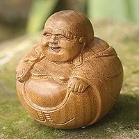 Featured review for Wood sculpture, Laughing Buddha