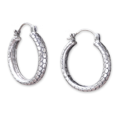 Sterling silver hoop earrings, 'Moon Orbits' - Balinese Handcrafted Silver Hoop Earrings