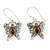 Gold accent garnet dangle earrings, 'Magical Monarch' - Handcrafted Indonesian Gold Accent Garne Silver Earrings thumbail
