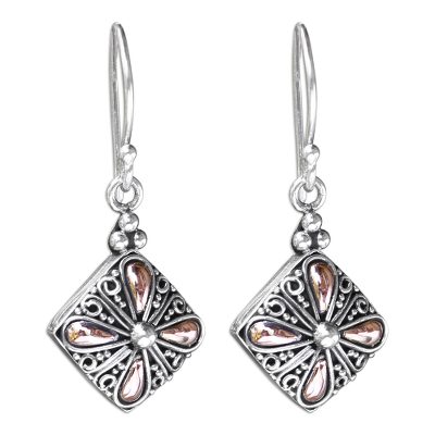 Gold accent flower earrings, 'Jasmine Petals' - Balinese Gold Accent Flower Earrings