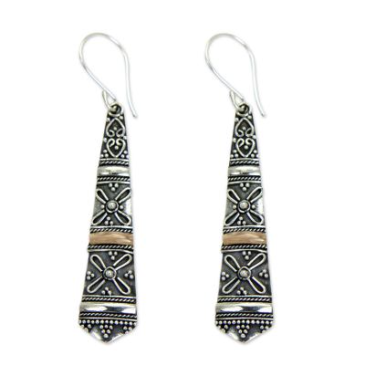 Gold accent dangle earrings, 'Denpasar Delight' - 18k Gold Accent Sterling Silver Dangle Earrings