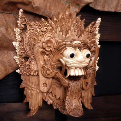 Máscara de madera - Máscara de bruja de tema Ramayana