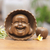Wood mask, 'Happy Buddha' - Artisan Carved Buddha Mask (image 2j) thumbail