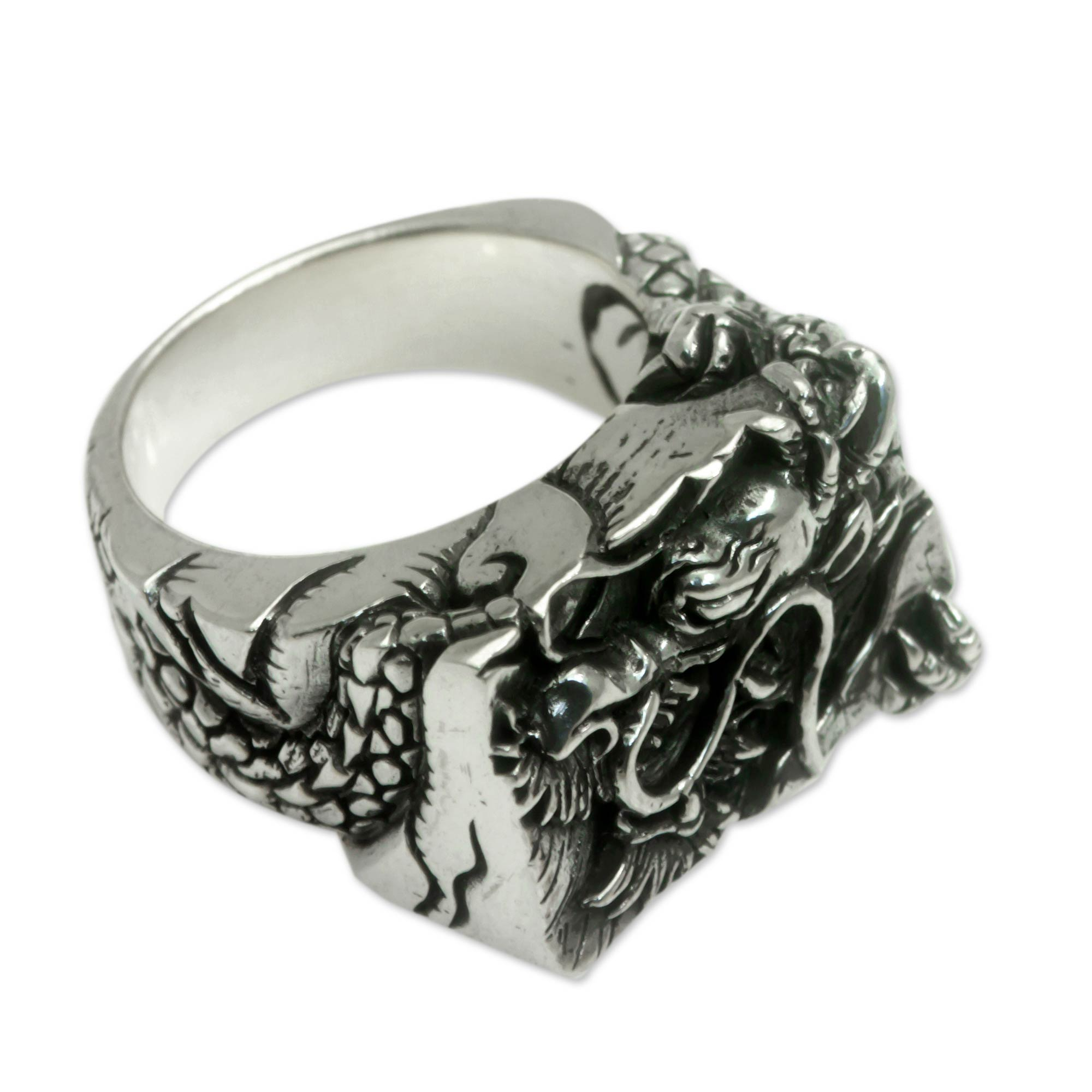 Men's Sterling Silver Dragon Ring - Ancient Dragon | NOVICA